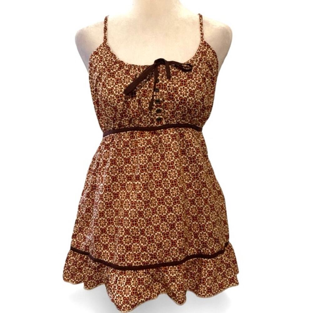 Faded Glory Y2K Brown Boho Babydoll Tank Top – Medium
